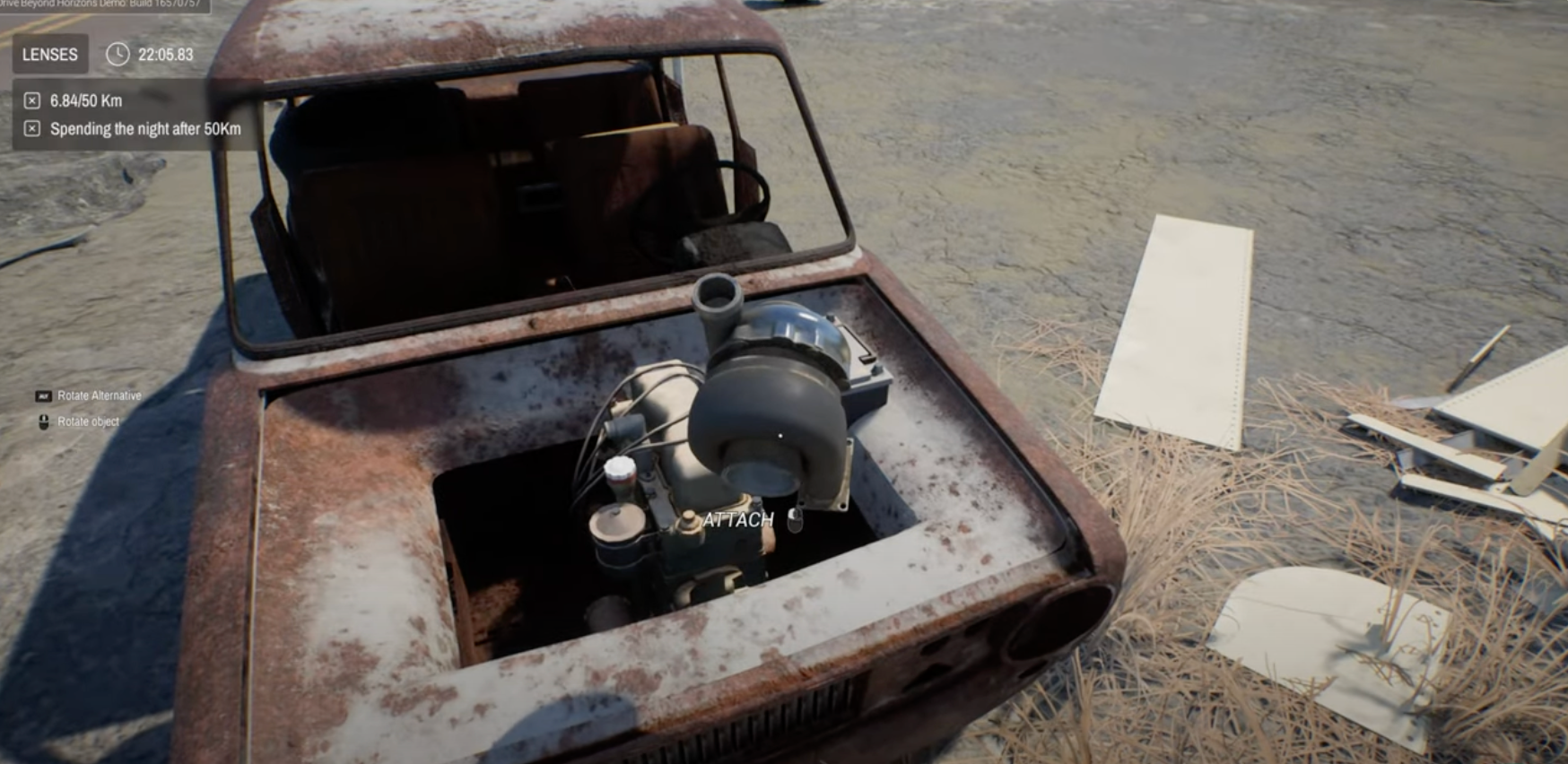 A player exploring a scenic route in the game